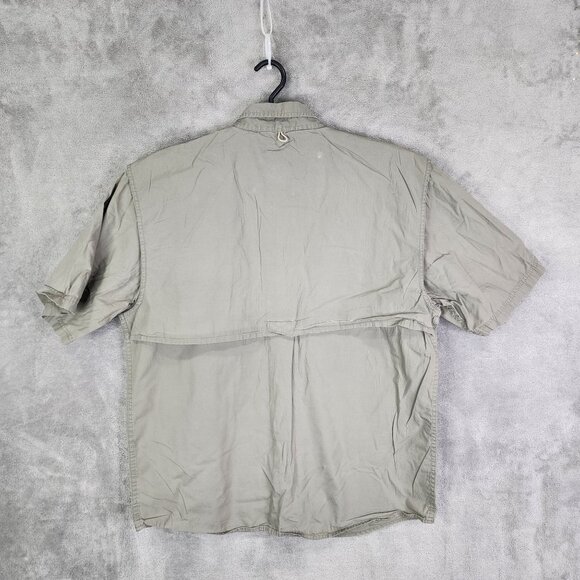 Mens Green Magellan Fishing Shirt Button Down Short Sleeve Vented Cotton Size L - Picture 5 of 9